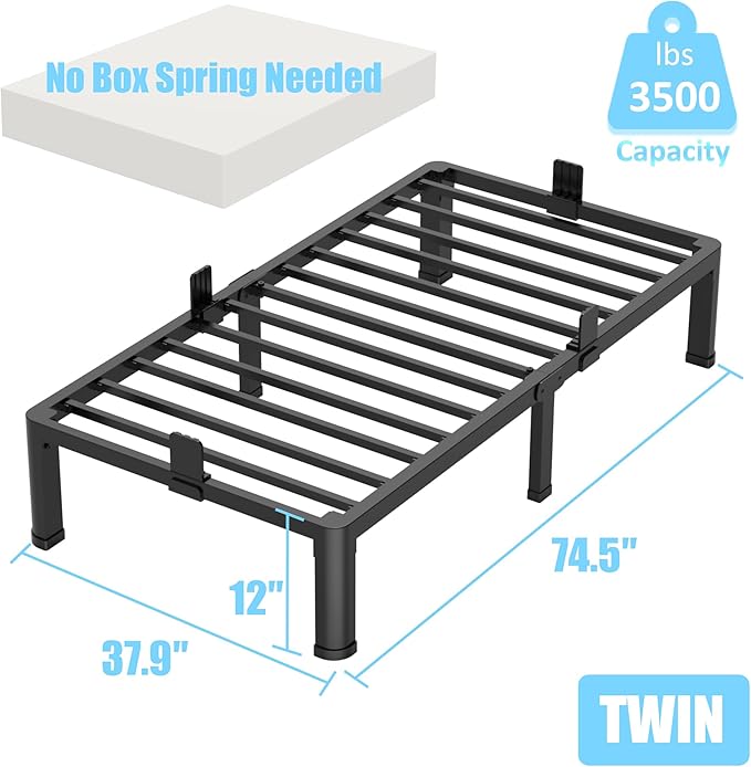 FUIOBYVV 12 Inch Twin Bed Frame - Image 3