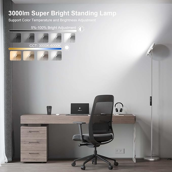 SUNMORY Floor Lamps for Living Room, 32W/3000LM Super Bright LED Floor Lamp - Image 2