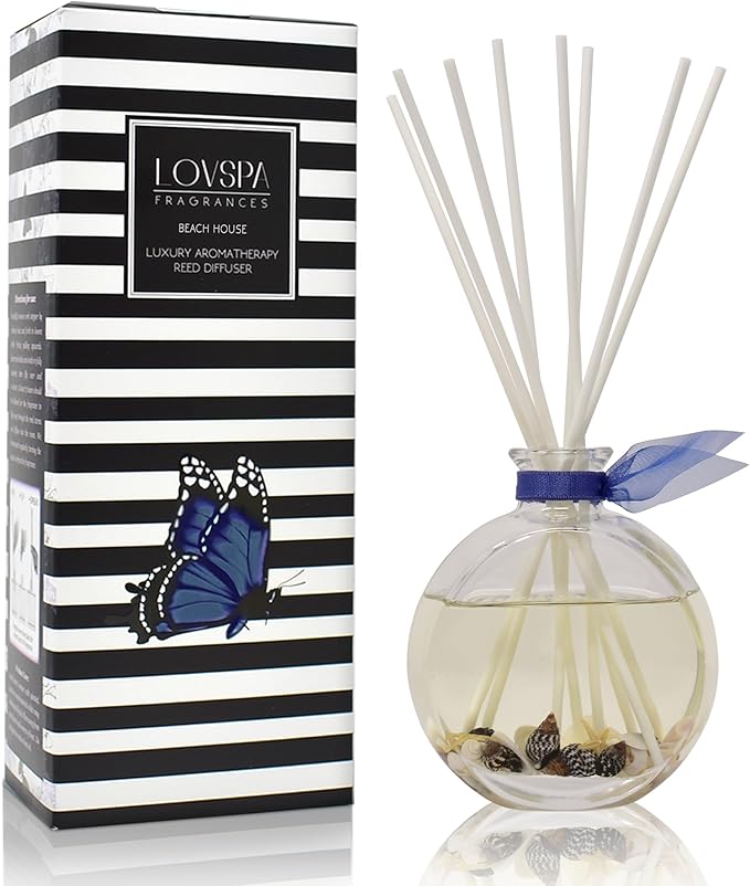 LOVSPA Reed Diffuser Set, Beach House Scented Oil Diffuser by LOVSPA