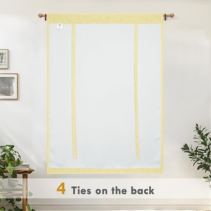 DriftAway Double Layer Linen Blackout Tie Up Curtains Thermal Insulated Fully - Image 6