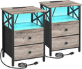 AMHANCIBLE Night Stand Set 2, LED Nightstand by AMHANCIBLE