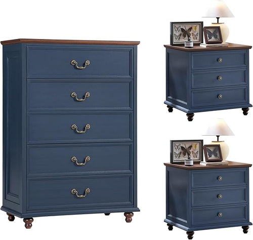 24" Wide Farmhouse Nightstand Set of 2, Farmhouse Furniture Series by Joaxswe