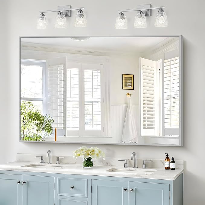 36x60inch Brushed Nickel Bathroom Mirror, Large Rectangular Wall Mirrors - Image 9