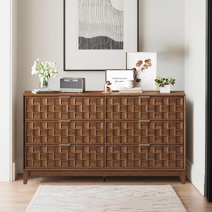 COLAMY Fluted Dresser for Bedroom, 6 Drawer Wood Dresser 55”, Chest of Drawers - Image 3