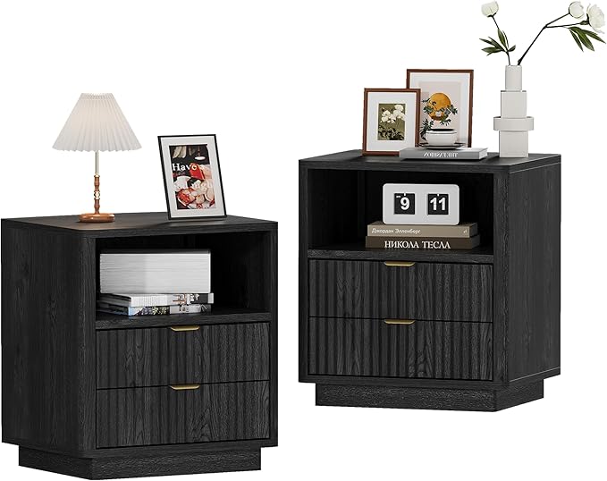 Fluted Nightstands Set of 2 by HOMTHING