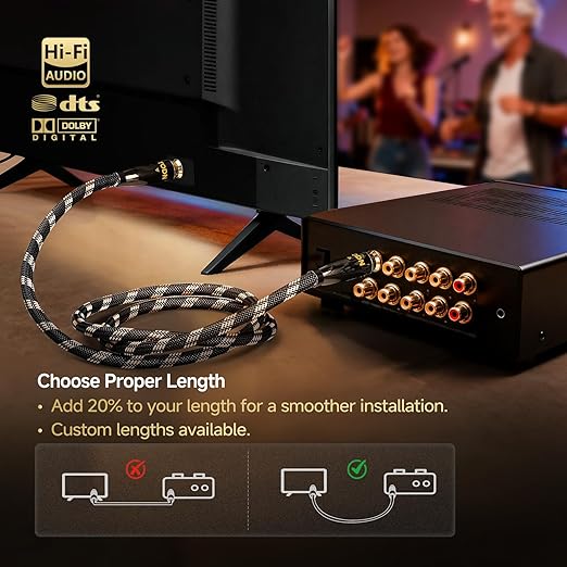 TODN Digital Coaxial Cable 75-Ohm Audiophile SPDIF Coax Audio Cable RCA to RCA - Image 7