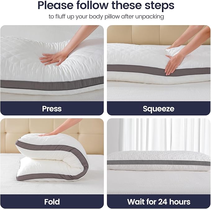 Shredded Memory Foam Full Body Pillow, Long Hugging Bed Pillows - Image 7