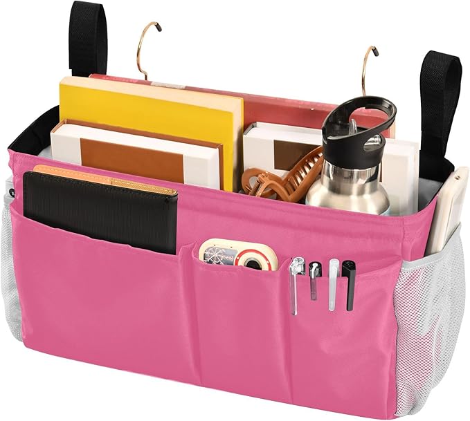 KOPIRIT Neon Rose Red Bedside Caddy Storage Bag Bedside Organizer - Image 3