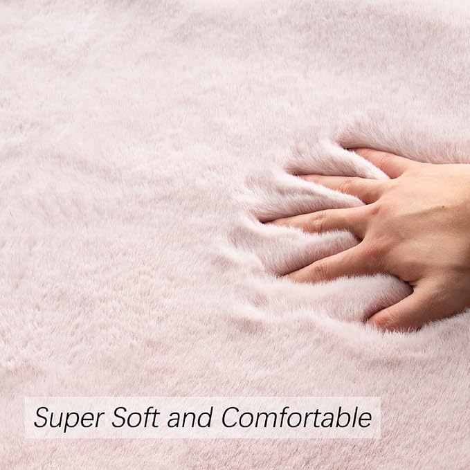 Pink Fuzzy Washable Furry Area Rugs - Image 5