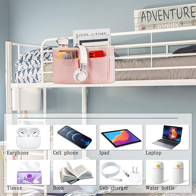 Retyion Bedside Caddy Bedside Storage Organizer Hanging Bunk Bed Dorm Room - Image 3