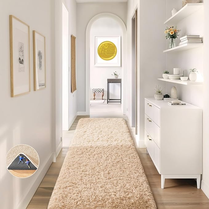 Ophanie Runner Rug for Hallway, 2x6 Upgrade Non-Slip Fluffy Soft Bedside Rugs by Ophanie