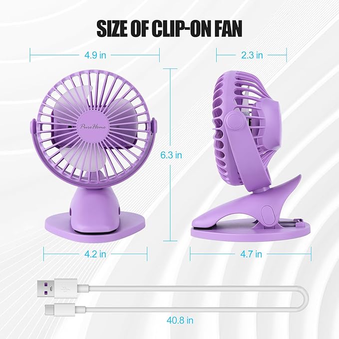 Portable Clip Fan Battery Operated, 3 Speeds USB Rechargeable Mini Table Fan - Image 7