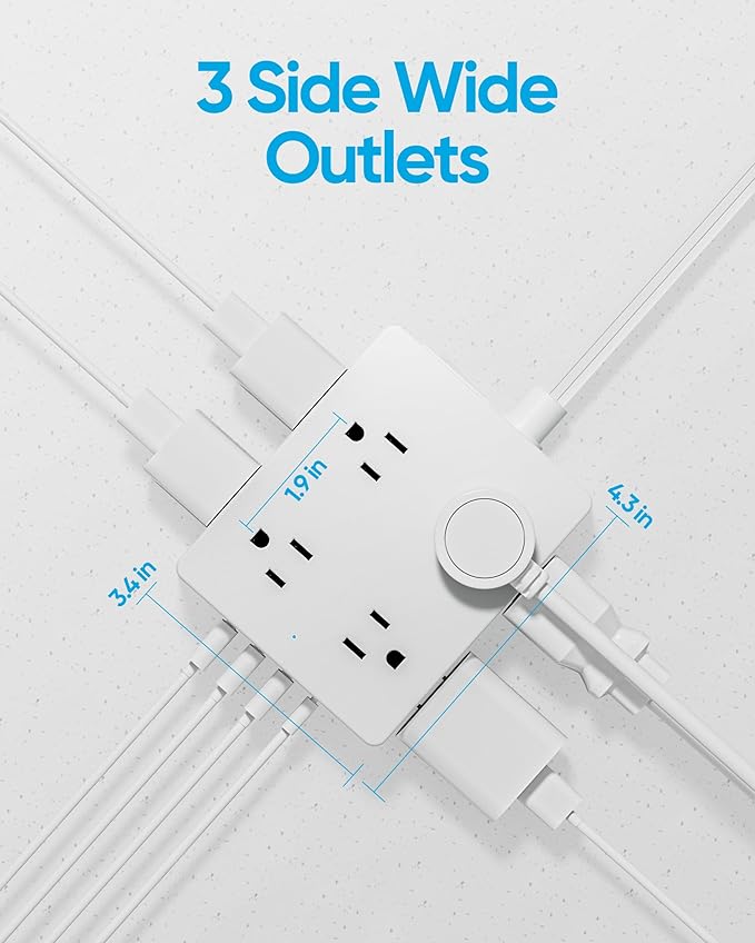 2 Prong Flat Plug Power Strip, Olcorife 2 Prong to 3 Prong Outlet Adapter - Image 6