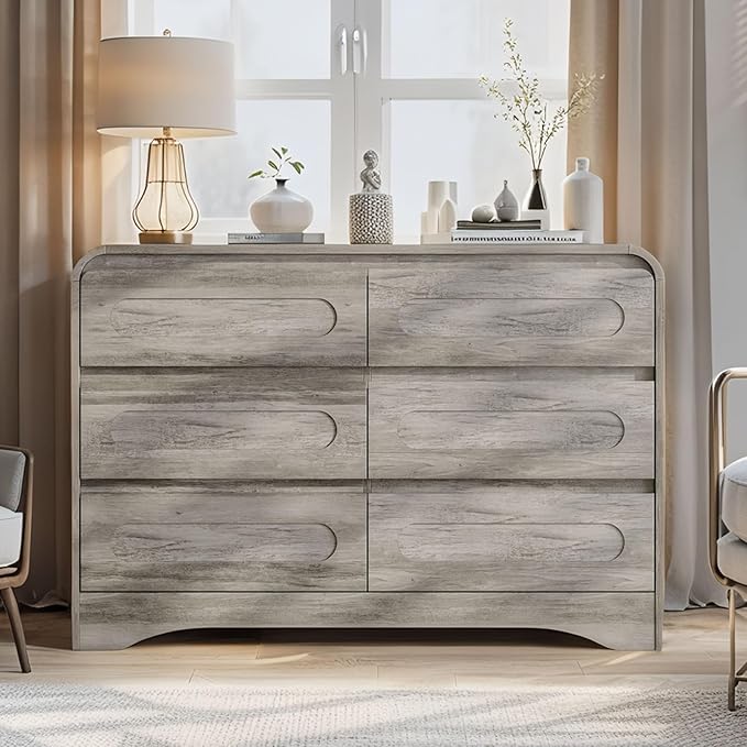 Dresser for Bedroom with 6 Drawers, Wood Closet Clothes Storage Dressers - Image 8