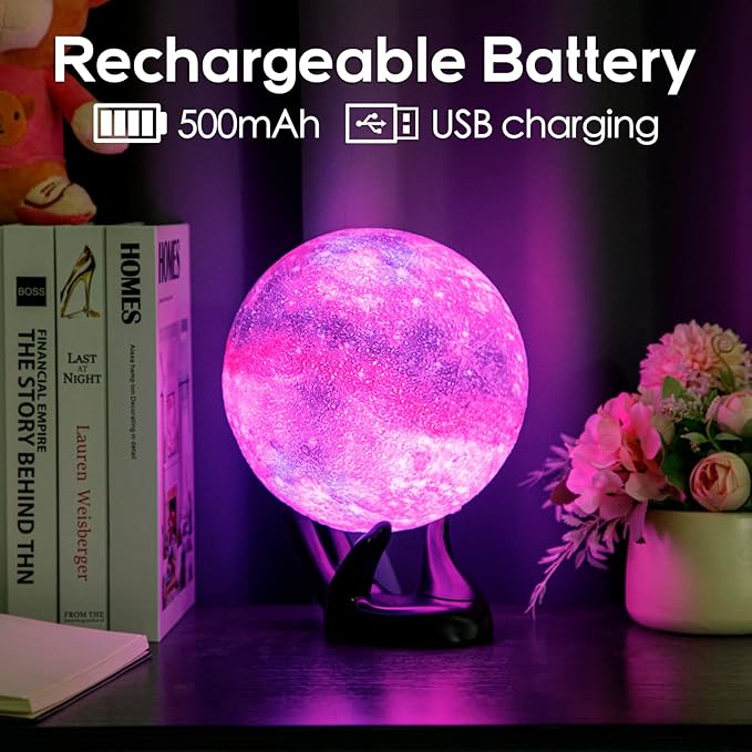 BRIGHTWORLD 7.1inch Galaxy Lamp 16 Colors Moon Lamp 3D Printing, Remote & Touch - Image 6