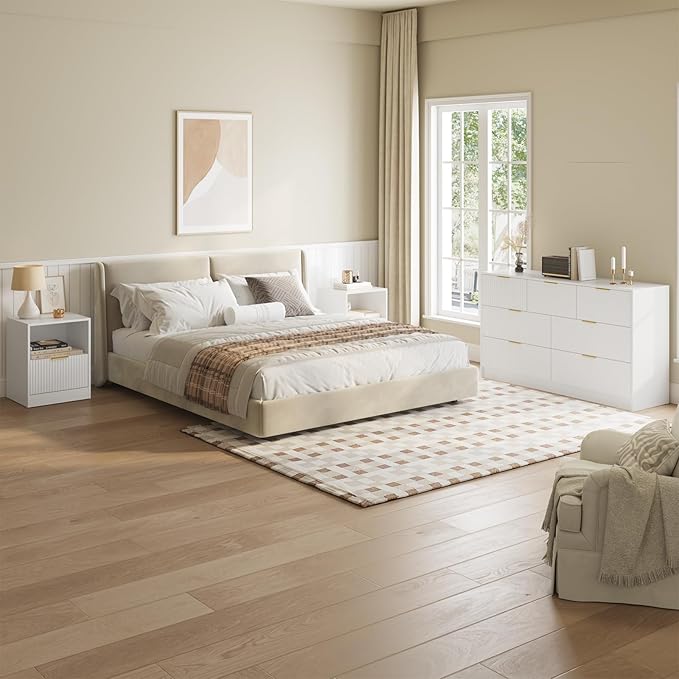 White Dresser & Nightstand Set 3-Piece, Bedroom Dresser - Image 2