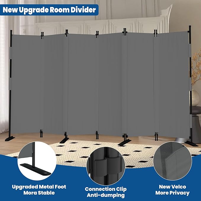 Room Divider, 6 Panel Upgraded Folding Privacy Screen, 132” Highly Secretive - Image 3