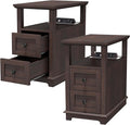 HIFYOBRO Narrow End Table with Flip Top Charging Station Set of 2, Side Table by HIFYOBROUS