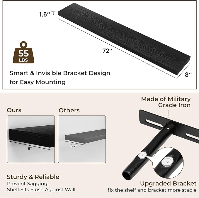 RICHFOCUS 72Inch Floating Shelves - Image 3