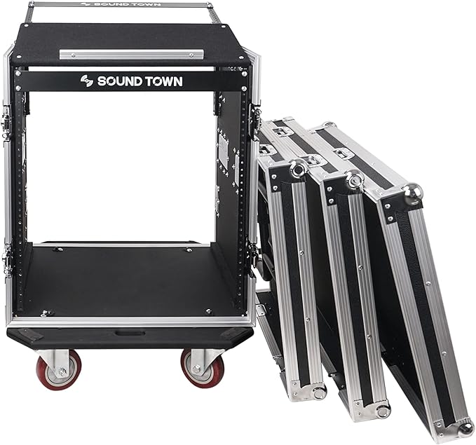 Sound Town Enhanced 1/2" Plywood 12U PA DJ Rack/Road Case - Image 2