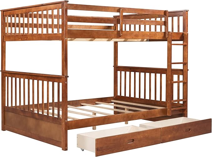 Merax Full Over Full Size Wood Bunk Bed - Image 7