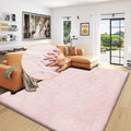 Shag Rug 6x9 Area Rugs for Living Room Pink Fuzzy Washable Faux Rabbit Furry by ORINOVA