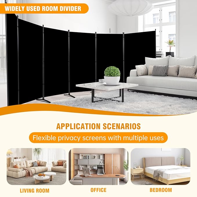 6 Panel Folding Privacy Screens, 6 FT Tall Wall Divider - Image 7