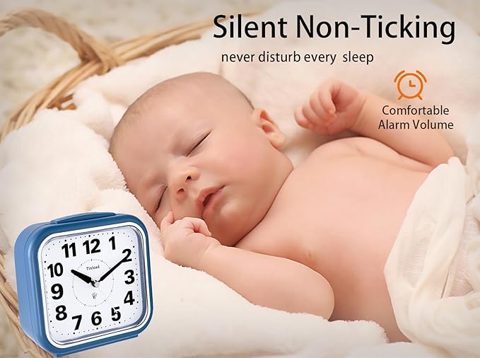 5.5" Large No Ticking Analog Alarm Clock, Silent Readable - Image 3