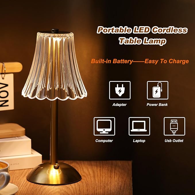 Liliful 2 Pcs LED Portable Cordless Table Lamp Touch Battery Operated - Image 3