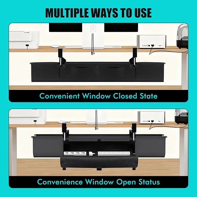 No Drill Under Desk Cable Management Tray - Image 3