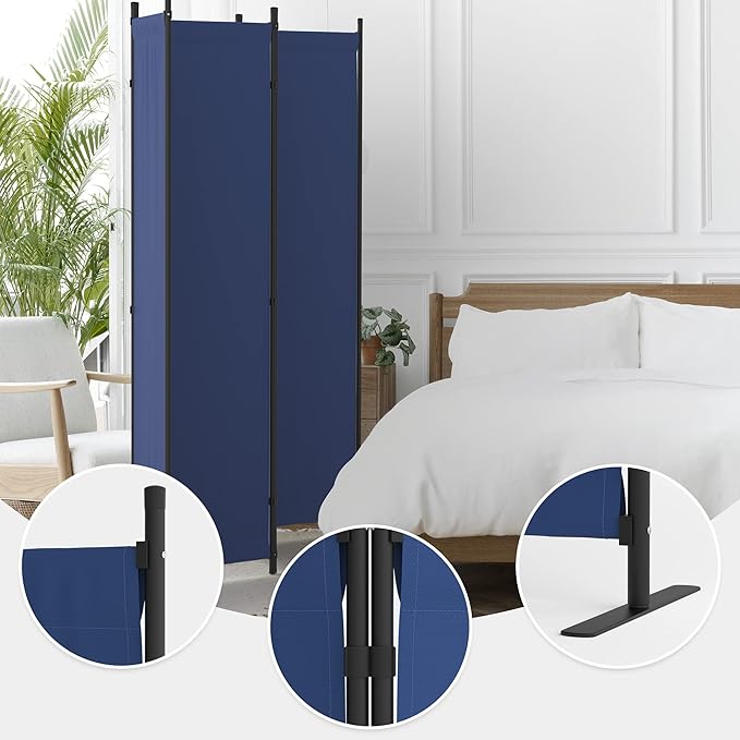 Room Divider, 4 Panel Folding Privacy Screen, 88” Portable Separating - Image 2