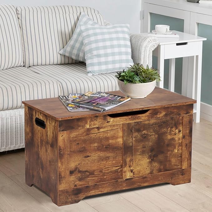Timberer 31.5" Storage Chest, Wooden Storage Bench, Lift Top Toy Chest - Image 7