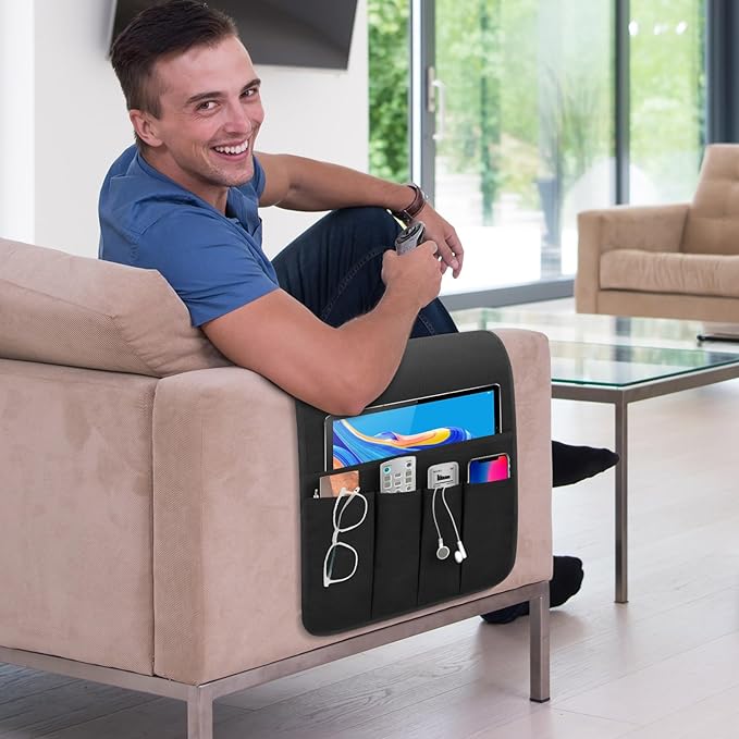 WETRBWEH Non-slip Couch Organizer Armchair Caddy, Oxford TV Remote Control - Image 2