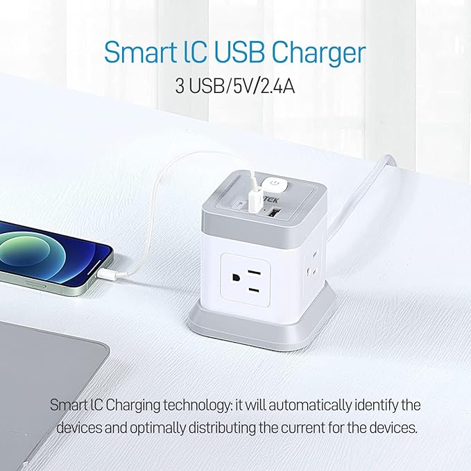 Power Strip with USB C, FDTEK Desktop Power Cube Strip, 10 FT Extension Cord - Image 5