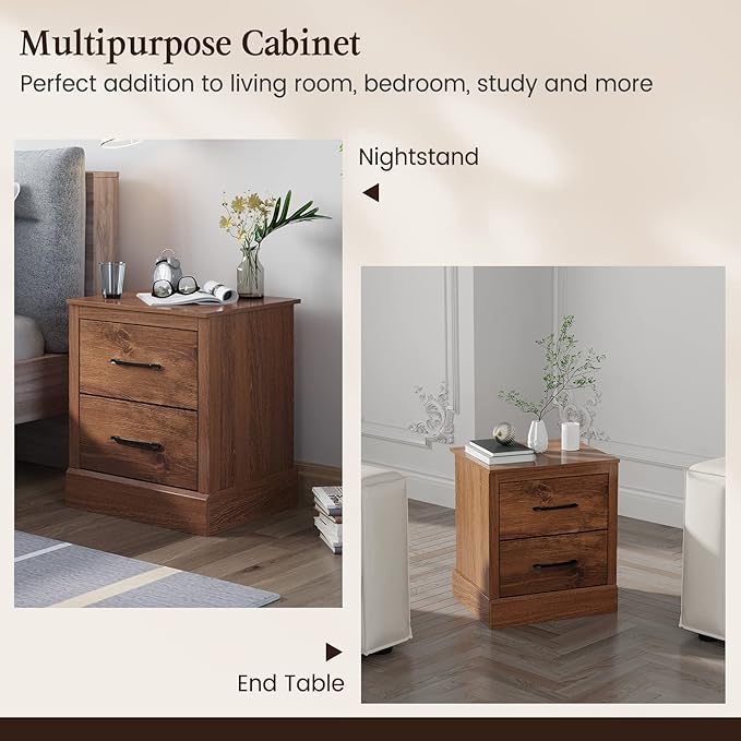 Giantex Farmhouse Nightstand Set of 2, Wood Bedside Table - Image 7