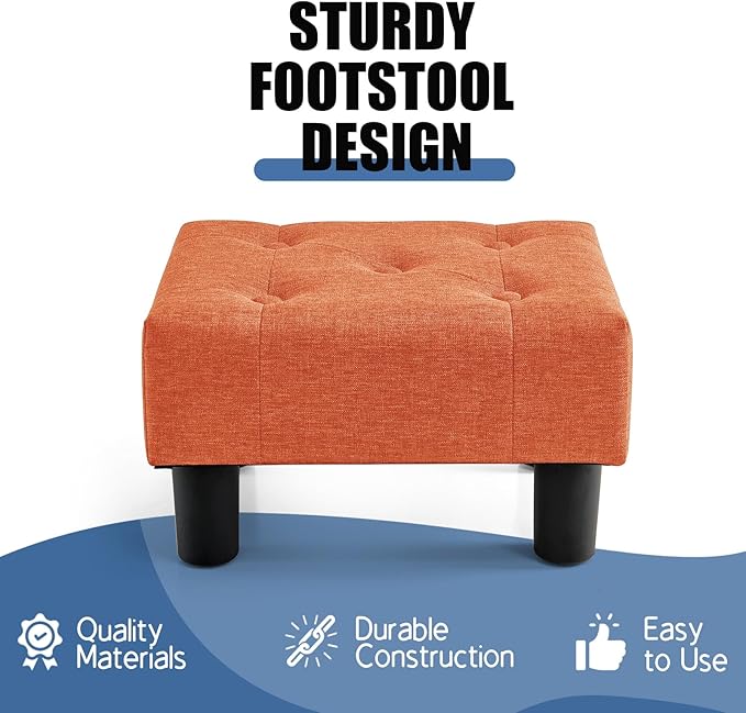BRIAN & DANY Small Foot Stool, Linen Foot Stools - Image 4