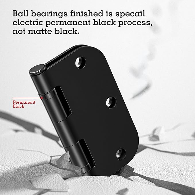 24 Pack Ball Bearing Door Hinges Matte Black 3.5 Inch 5/8"Radius Rounded Squeak - Image 4