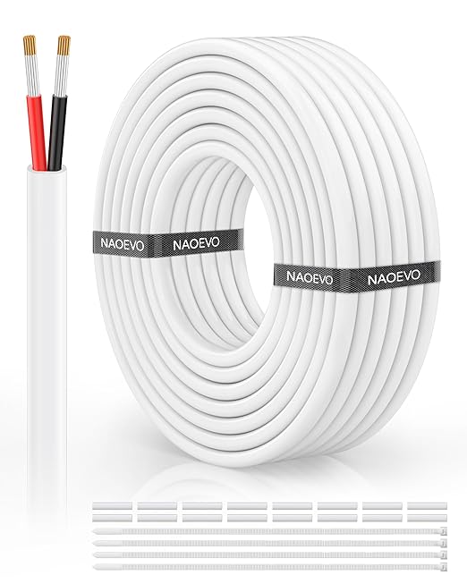 NAOVEO 14 Gauge Wire 2 Conductor Electrical Wire, 14 AWG Stranded PVC Tinned by NAOEVO