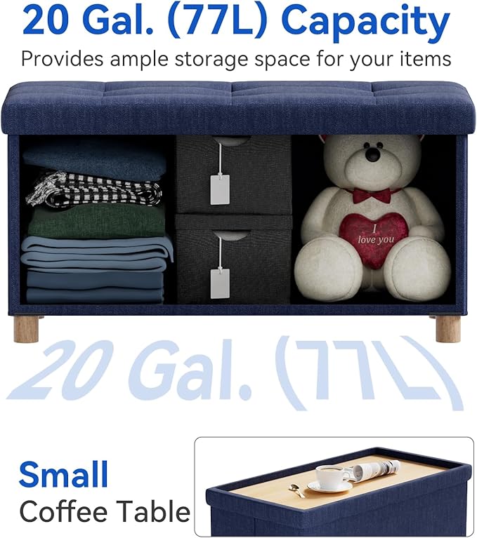 BRIAN & DANY 30 Inches Folding Storage Ottoman Bench, Ottoman - Image 6