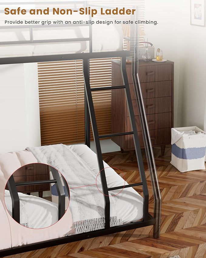 Twin Over Full Bunk Bed for Adults & Kids, Heavy Duty Bunk Beds - Image 5