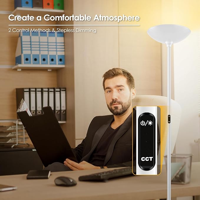 Stepless Dimmable Floor Lamp, 30W 3000LM Super Bright LED Torchiere Floor Lamps - Image 4