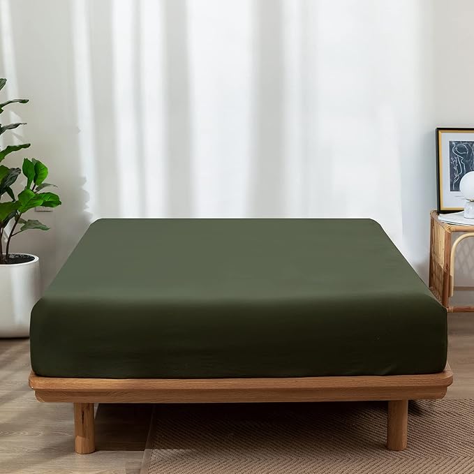 MooMee Fitted Bottom Sheet Only 100% Washed Cotton Linen Like Textured - Image 4