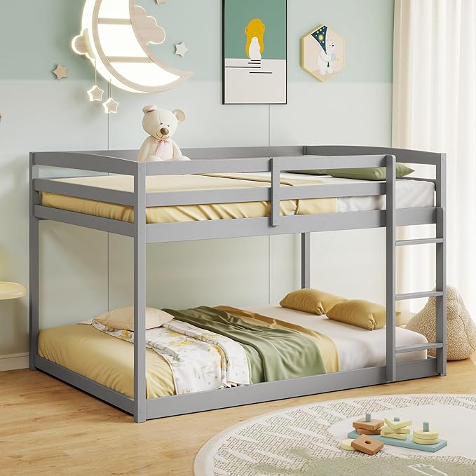 KOMFOTT Low Bunk Bed Full Over Full, Solid Wood Full Bed Frame - Image 4