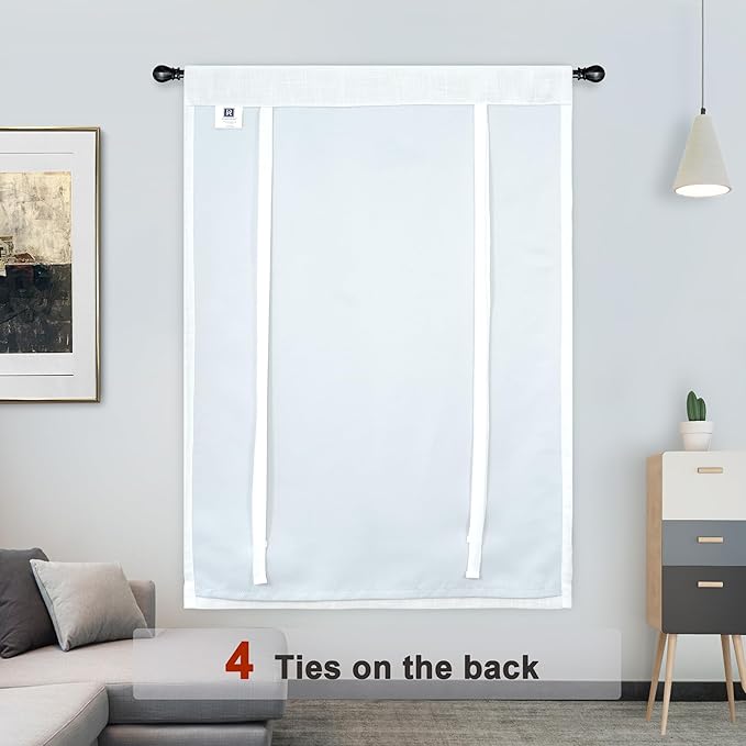 DriftAway Double Layer Linen Blackout Tie Up Curtains Thermal Insulated Fully - Image 8