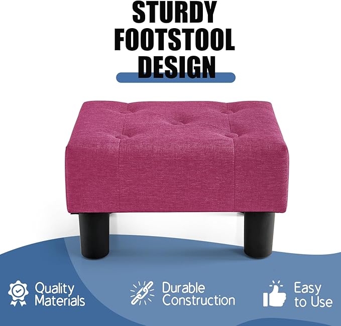 BRIAN & DANY Small Foot Stool, Linen Foot Stools - Image 4