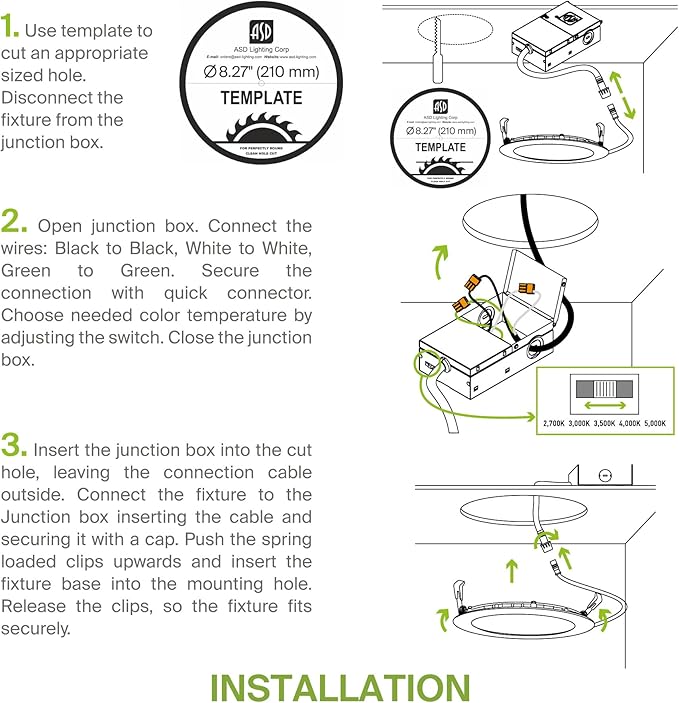 ASD 1 Pack 8 Inch LED Recessed Light 20W, 5 CCT 2700K-5000K CRI90+, IC Rated - Image 9