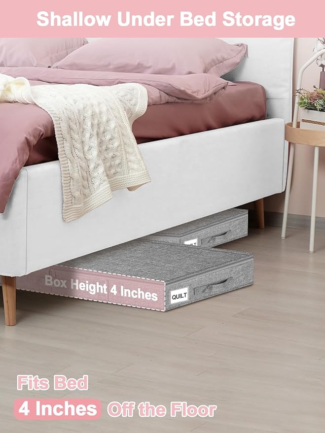 Low Profile Under Bed Storage Containers, Shallow Clothes Storage Organizer Bin - Image 2