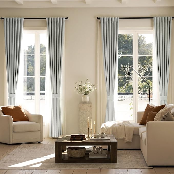 jinchan Chenille Blackout Curtains 84 Inches Long Light Grey Thermal Insulated - Image 7