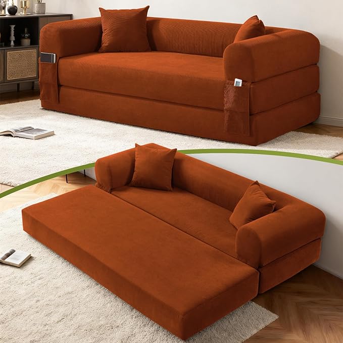 Convertible Sleeper Sofa Bed, Corduroy Pull Out Couch by GJQFurniture