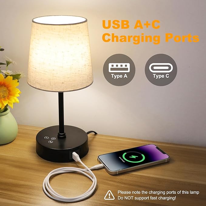 Ascher Small Bedside Table lamp, RGB Color Changing Lamps, 3 Color Temperatures - Image 4